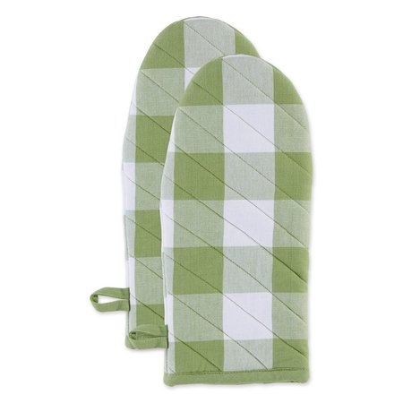 FASTFOOD 13 x 6 in. Antique Green Buffalo Check Oven Mitt FA2568252